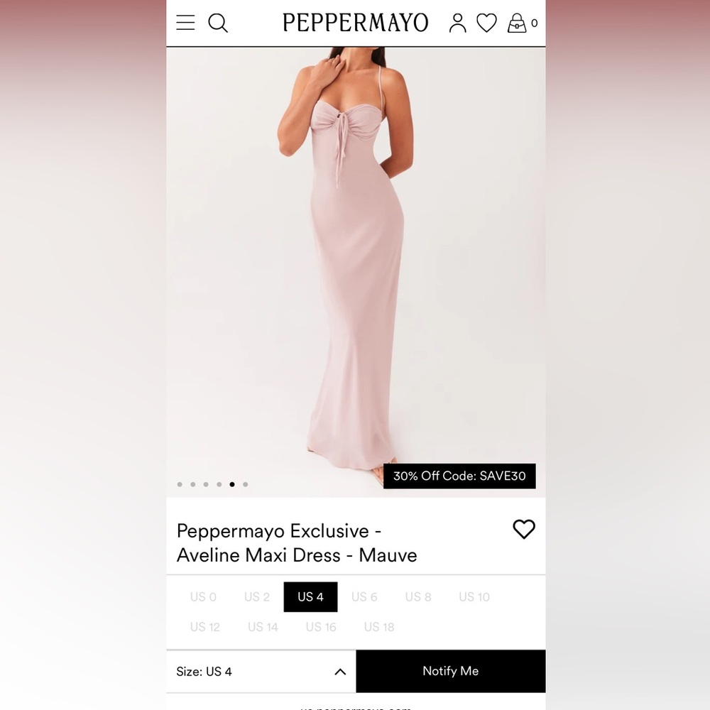 Peppermayo Blush Strapless Maxi Dress